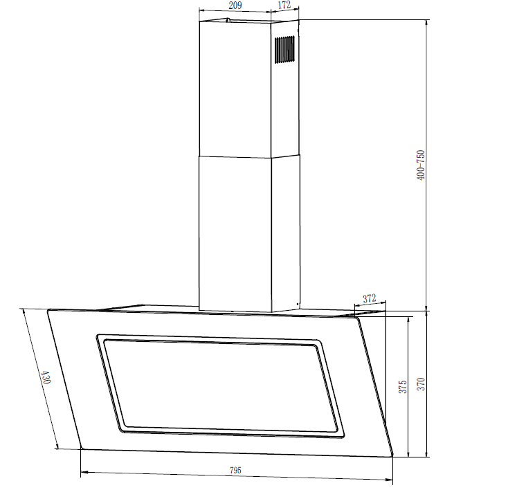 Silverline Væghængt emhætte JH 341-80 SR - Billede 2
